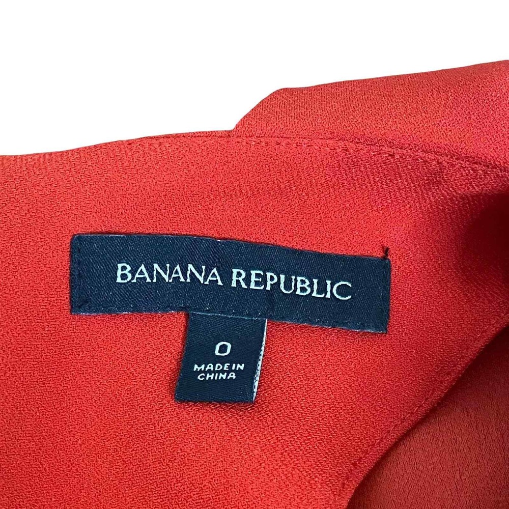Banana Republic Shift Dress Sz 0 Ruffle Collar Sleeveless Pockets Classic Red‎ - Picture 6 of 10